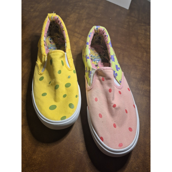 Mens size 9.5 Spongebob SquarePants & Patrick Canvas Slip On Shoes Pink Yellow - Picture 3 of 7
